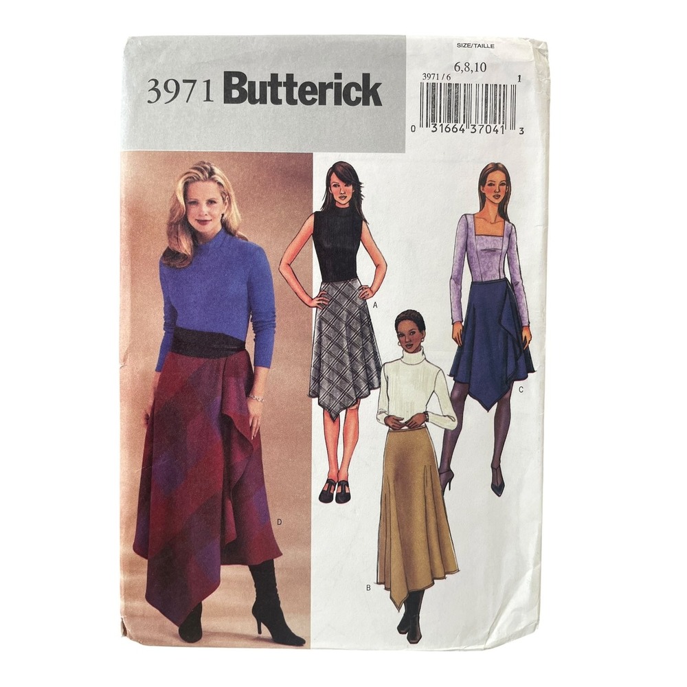 Butterick 3971 Misses Petite Skirt 6-10 Asymmetrical Handkerchief Hem